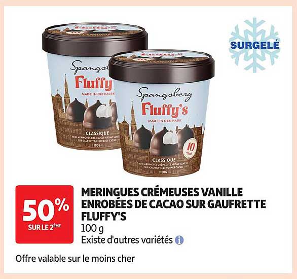 MERINGUES CRÉMEUSES VANILLE ENROBÉES DE CACAO SUR GAUFRETTE FLUFFY'S
