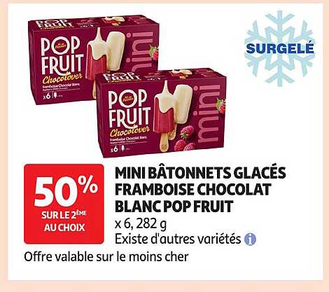 MINI BÂTONNETS GLACÉS FRAMBOISE CHOCOLAT BLANC POP FRUIT
