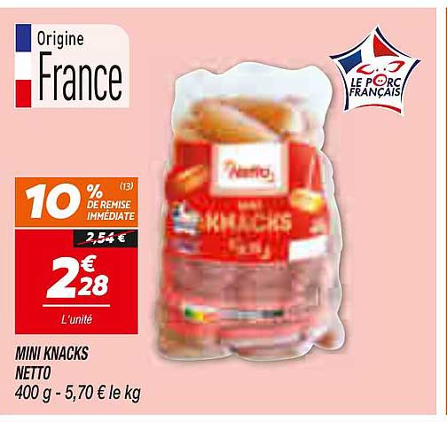 MINI KNACKS NETTO 400 g - 5,70 € le kg