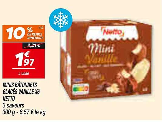MINIS BÂTONNETS GLACÉS VANILLE X6 NETTO
