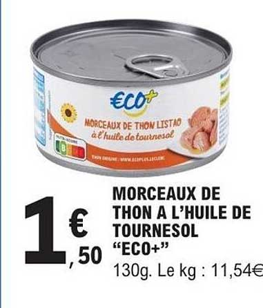 MORCEAUX DE THON A L’HUILE DE TOURNESOL “ECO+”