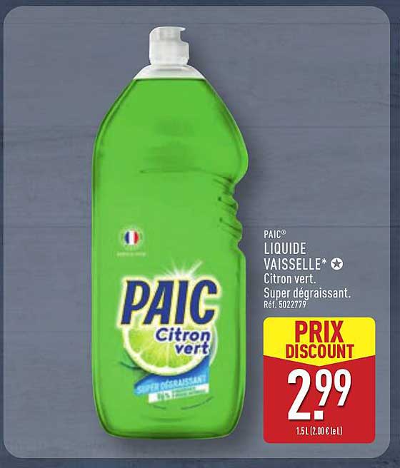 PAIC® LIQUIDE VAISSELLE* Citron vert. Super dégraissant.