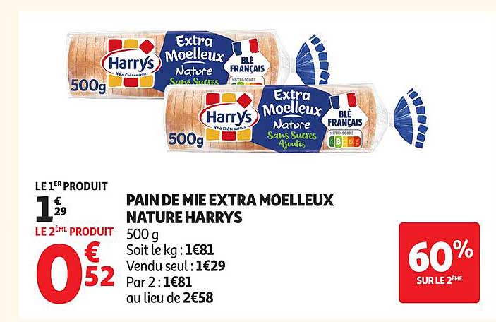 PAIN DE MIE EXTRA MOELLEUX NATURE HARRYS