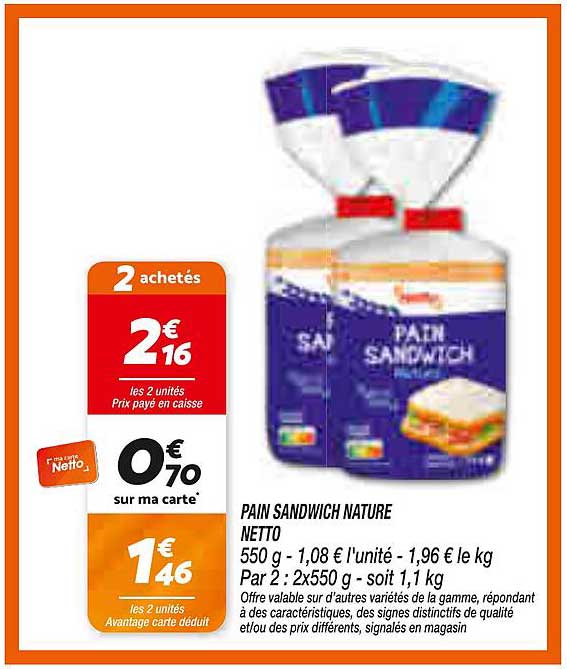 PAIN SANDWICH NATURE NETTO