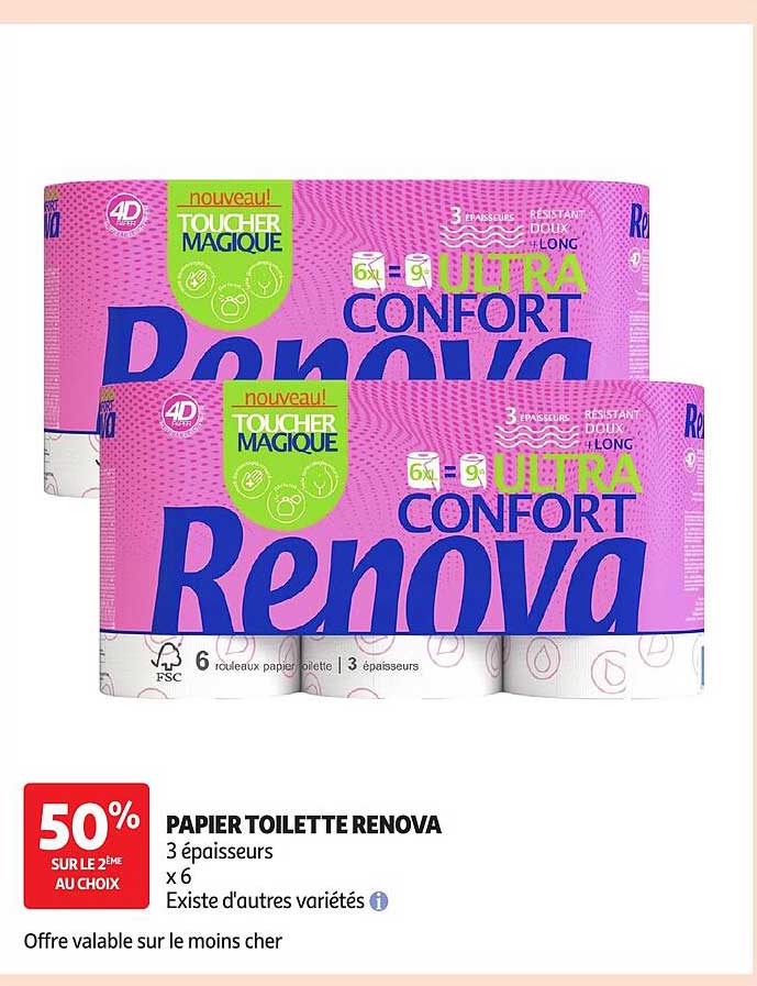 PAPIER TOILETTE RENOVA 3 épaisseurs x 6
