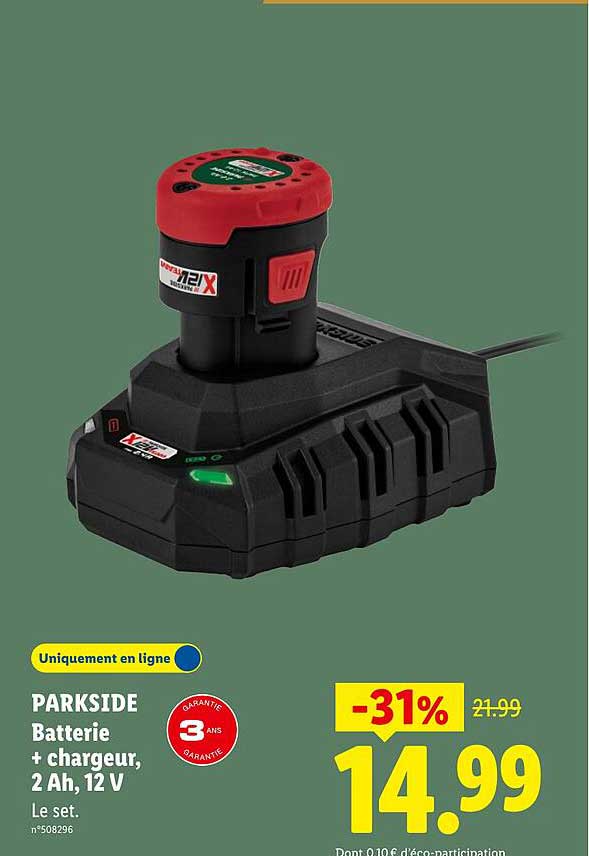 PARKSIDE Batterie + chargeur, 2 Ah, 12 V