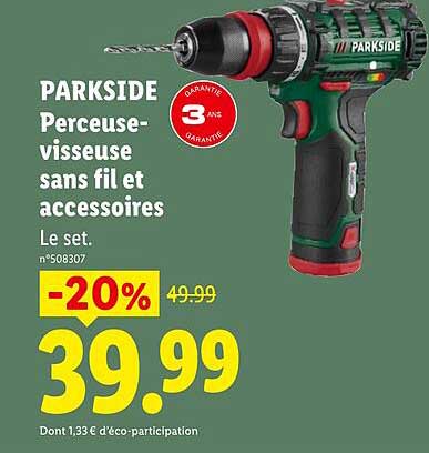 PARKSIDE Perceuse-visseuse sans fil et accessoires
