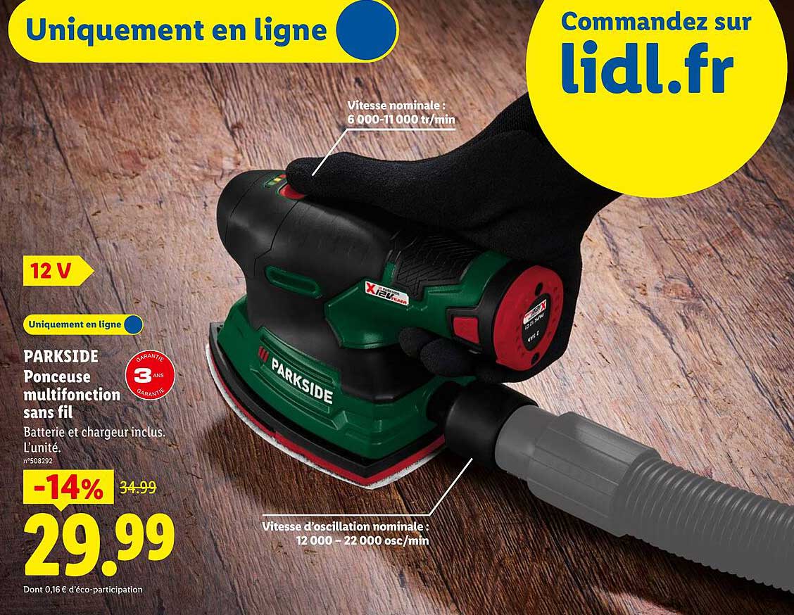 PARKSIDE Ponceuse multifonction sans fil