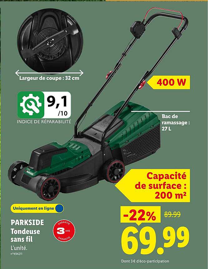PARKSIDE Tondeuse sans fil