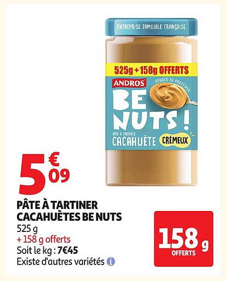 PÂTE À TARTINER CACAHUÈTES BE NUTS