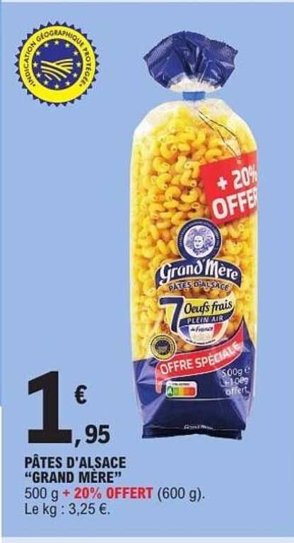 PÂTES D’ALSACE “GRAND MÈRE” 500 g + 20% OFFERT (600 g)