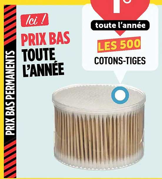 Prix bas toute l'année - Les 500 cotons-tiges