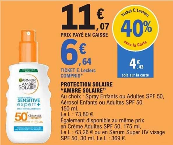 PROTECTION SOLAIRE “AMBRE SOLAIRE”
