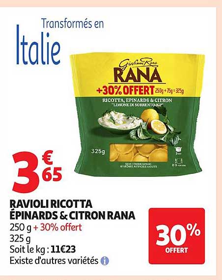 RAVIOLI RICOTTA ÉPINARDS & CITRON RANA