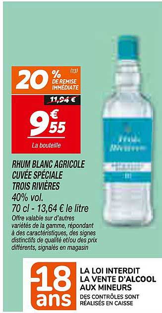 RHUM BLANC AGRICOLE CUVÉE SPÉCIALE TROIS RIVIÈRES