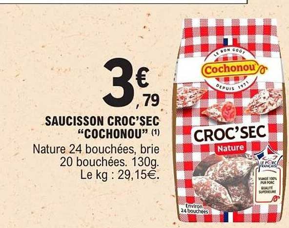 SAUCISSON CROC’SEC “COCHONOU”