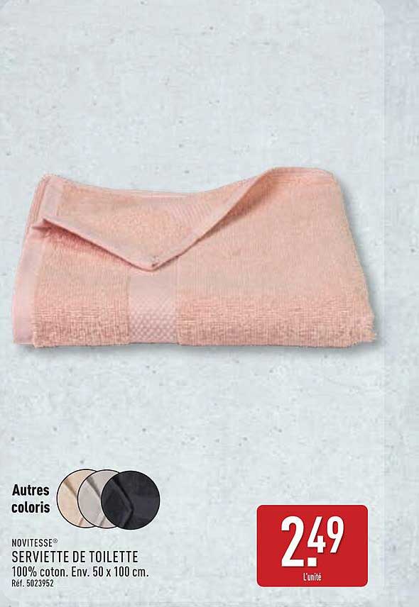 SERVIETTE DE TOILETTE 100% coton. Env. 50 x 100 cm.