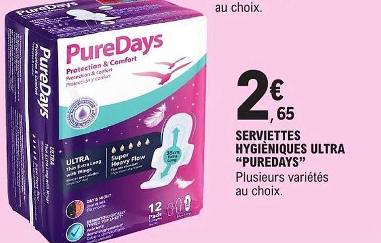 SERVIETTES HYGIÉNIQUES ULTRA “PUREDAYS”
