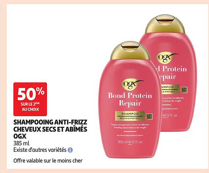 SHAMPOOING ANTI-FRIZZ CHEVEUX SECS ET ABÎMÉS OGX
