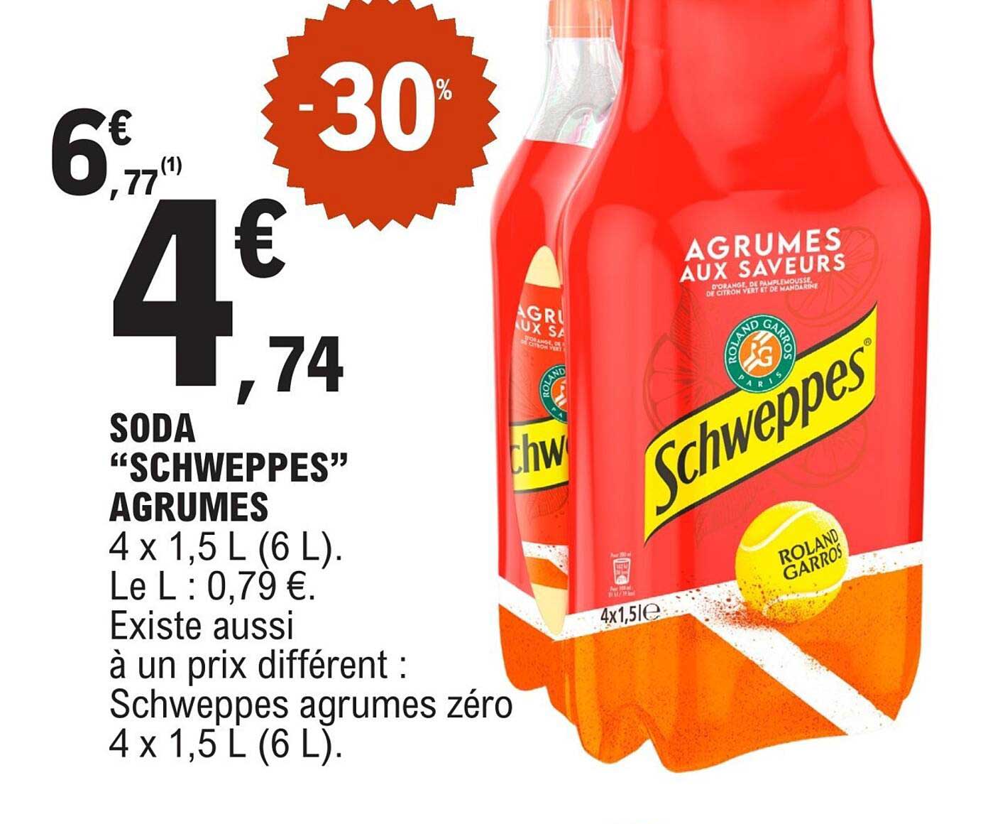 SODA "SCHWEPPES" AGRUMES 4 x 1,5 L (6 L).