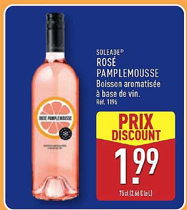 SOLEADE ROSÉ PAMPLEMOUSSE Boisson aromatisée à base de vin. Réf. 1196