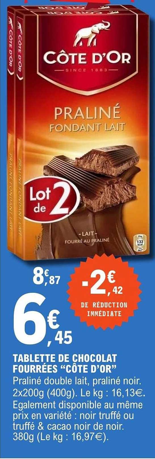 TABLETTE DE CHOCOLAT FOURRÉES “CÔTE D’OR”