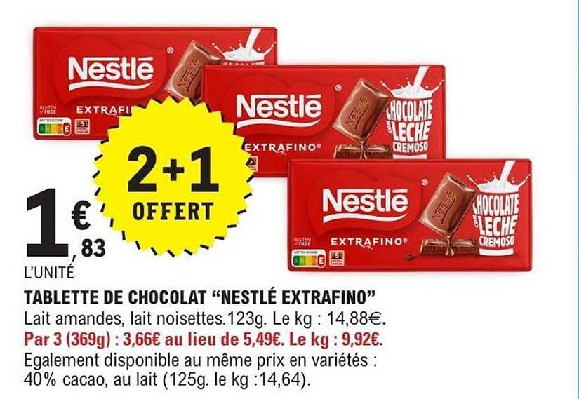 TABLETTE DE CHOCOLAT “NESTLÉ EXTRAFINO”