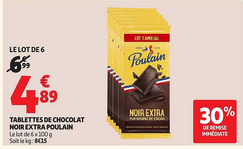 TABLETTES DE CHOCOLAT NOIR EXTRA POULAIN