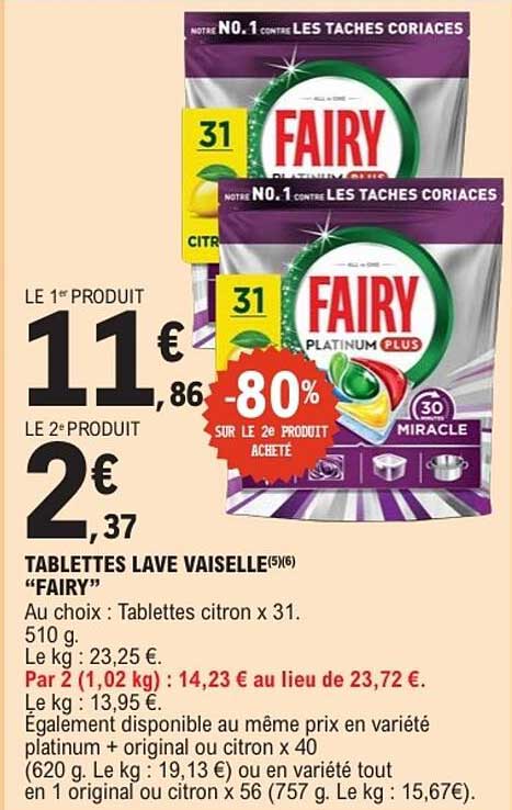 TABLETTES LAVE VAISSELLE "FAIRY"