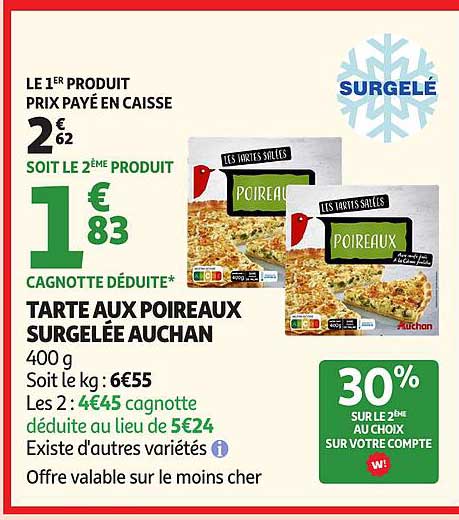 TARTE AUX POIREAUX SURGELÉE AUCHAN