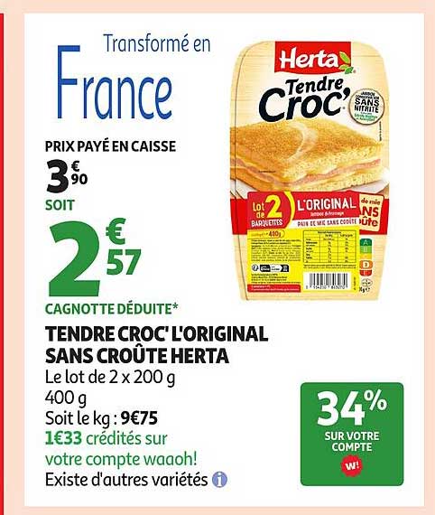 TENDRE CROC'L'ORIGINAL SANS CROÛTE HERTA