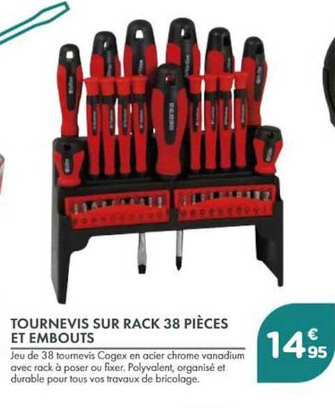 TOURNEVIS SUR RACK 38 PIÈCES ET EMBOUTS