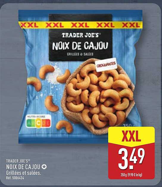 TRADER JOE'S NOIX DE CAJOU Grillées et salées.