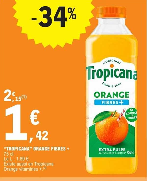 "TROPICANA" ORANGE FIBRES + 75 cl