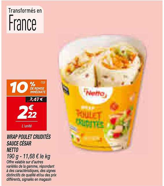 WRAP POULET CRUDITÉS SAUCE CÉSAR NETTO