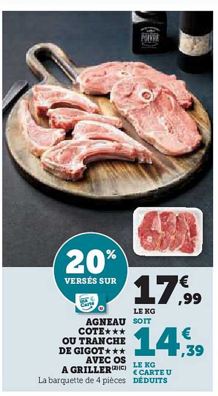 AGNEAU COTE ★★★ ou TRANCHE DE GIGOT ★★★ AVEC OS A GRILLER