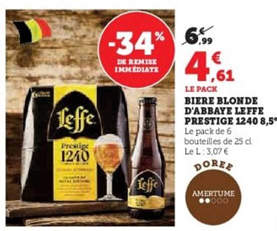 Bière Blonde d'Abbaye Leffe Prestige 1240 8,5°