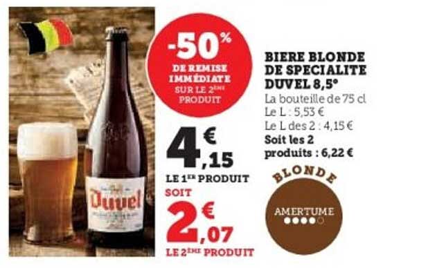 BIERE BLONDE DE SPECIALITE DUVEL 8,5°