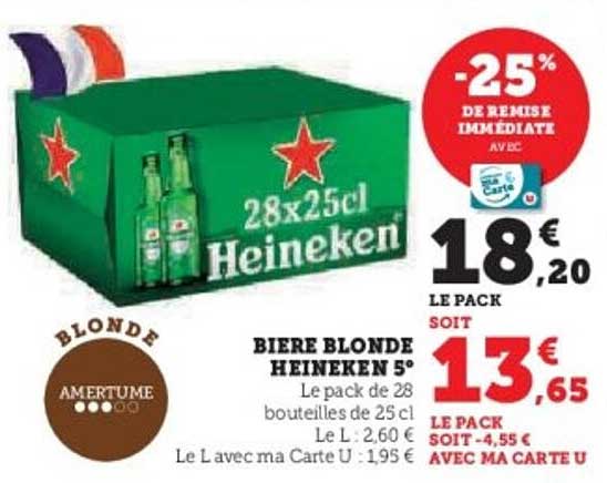 BIERE BLONDE HEINEKEN 5°