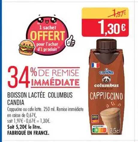 BOISSON LACTÉE COLUMBUS CANDIA