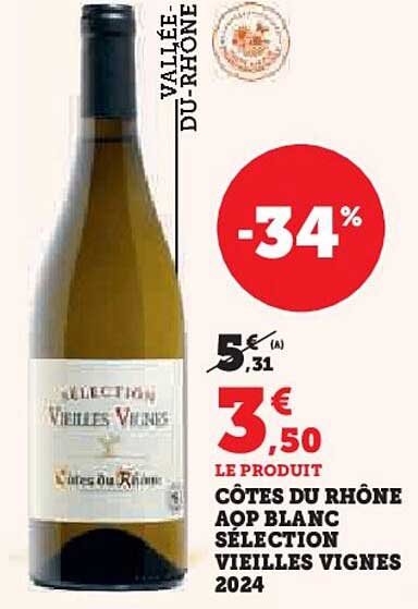 CÔTES DU RHÔNE AOP BLANC SÉLECTION VIEILLES VIGNES 2024