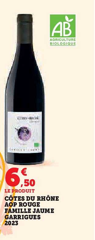 CÔTES DU RHÔNE AOP ROUGE FAMILLE JAUME GARRIGUES 2023