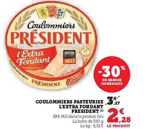 COULOMMIERS PASTEURISE L'EXTRA FONDANT PRESIDENT
