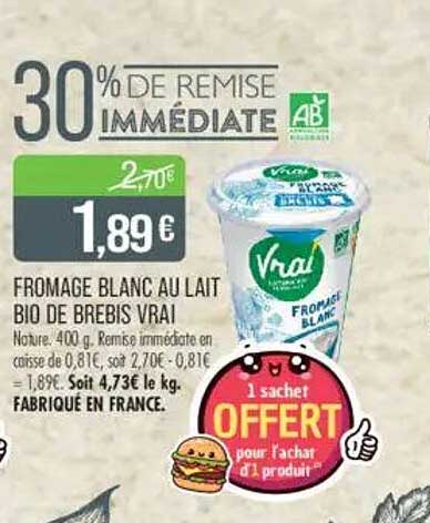 FROMAGE BLANC AU LAIT BIO DE BREBIS VRAI
