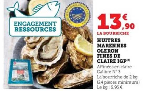 HUITRES MARENNES OLÉRON FINES DE CLAIRE IGP