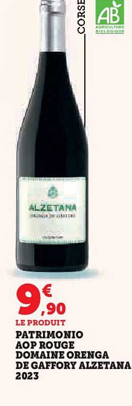PATrimonio AOP Rouge Domaine Orenga De Gaffory Alzetana 2023