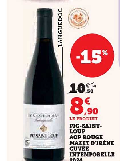 PIC SAINT LOUP AOP ROUGE MAZET D'IRÈNE CUVÉE INTEMPORELLE 2024