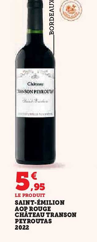 SAINT-ÉMILION AOP ROUGE CHÂTEAU TRANSON PEYROUTAS 2022