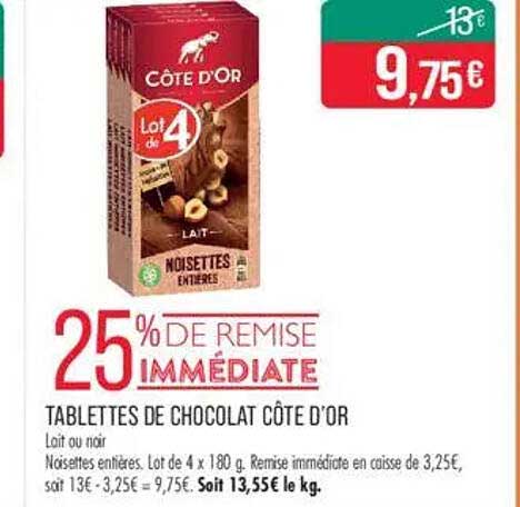 TABLETTES DE CHOCOLAT CÔTE D'OR