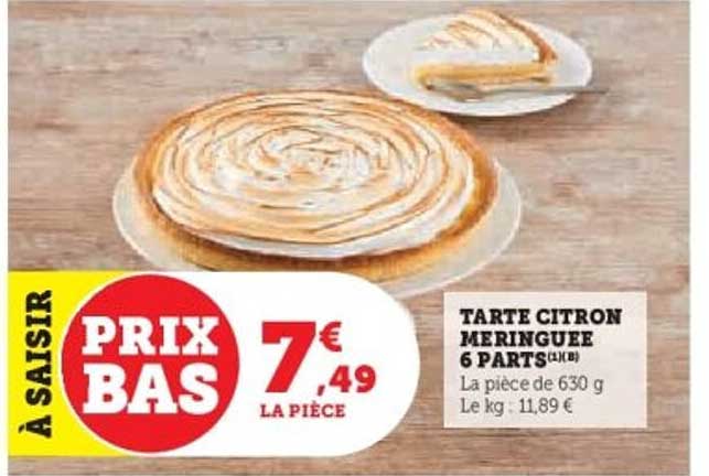 TARTE CITRON MERINGUEE 6 PARTS